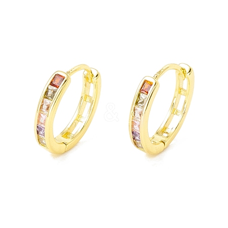 Colorful Cubic Zirconia Hoop Earrings EJEW-H086-09G-1