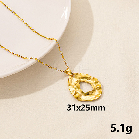 304 Stainless Steel Hollow Round Pendant Necklaces FU6316-6-1