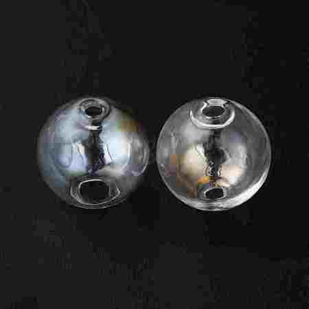 Handmade Two Holes Blown Glass Globe Beads FIND-WH0104-01E-1