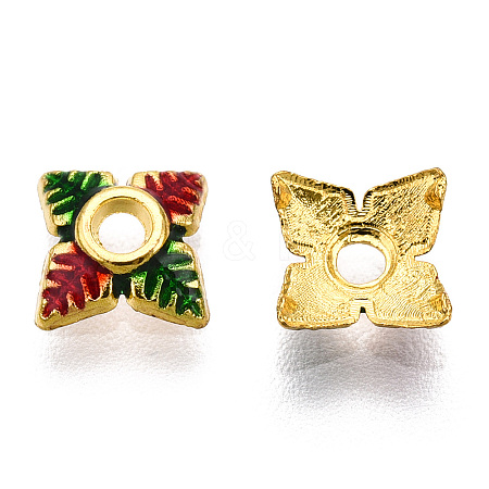 4-Petal Alloy Enamel Bead Caps X1-ENAM-TAC0023-03-1