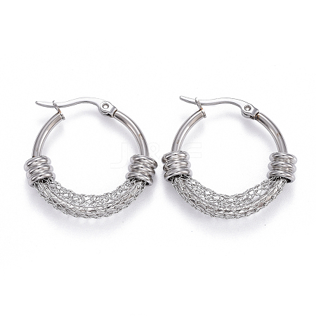 Non-Tarnish 304 Stainless Steel Hoop Earrings EJEW-L232-032A-P-1