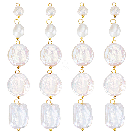 20Pcs 5 Style Natural Pearl Pendants PALLOY-PH01822-1
