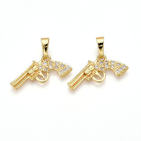 Brass Micro Pave Cubic Zirconia Pendants KK-N254-237G-1