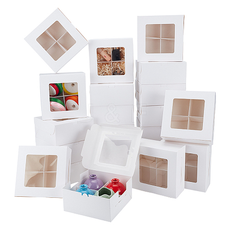 Square Foldable Paper Cake Box LS-CON-WH0089-174B-1