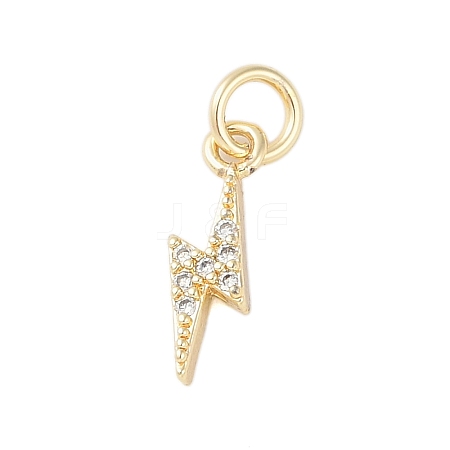 Rack Plating Brass Micro Pave Clear Cubic Zirconia Charms X-KK-Z060-14G-1