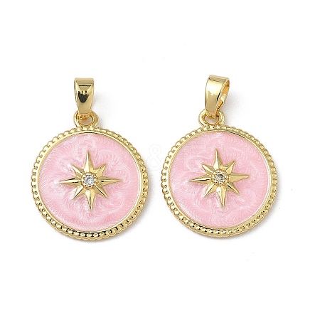 Brass Micro Pave Clear Cubic Zirconia Pendants KK-F924-03G-01-1