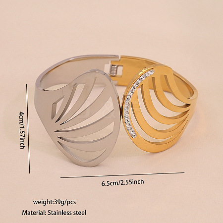 304 Stainless Steel Micro Pave Rhinestone Hinged Bangles for Women FS-WGF6FE8-01-1
