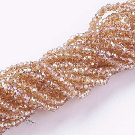 Electroplate Glass Beads Strands GLAA-F078-FR06-1