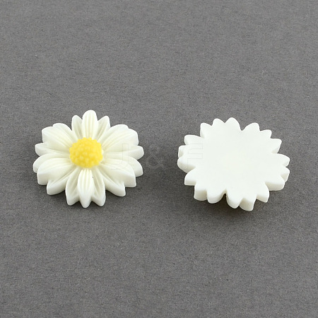 Flatback Hair & Costume Accessories Ornaments Scrapbook Embellishments Resin Flower Daisy Cabochons X-CRES-Q103-01-1