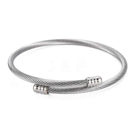 Non-Tarnish Twisted Cable Cuff Bangle BJEW-N013-002-1