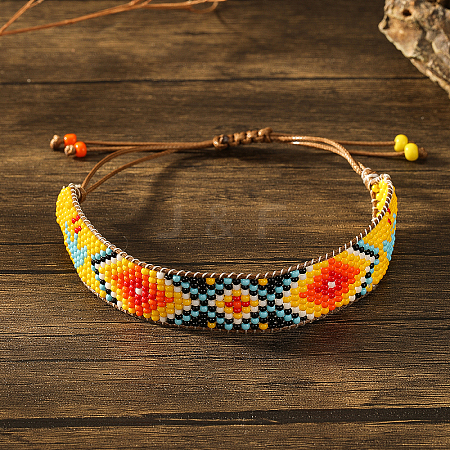 Bohemian Style Geometric Glass Seed Bead Handmade Bracelet for Women HL6362-2-1