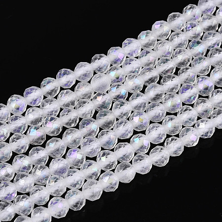 AB Color Plated Natural Quartz Crystal Beads Strands G-T144-A07-05-1