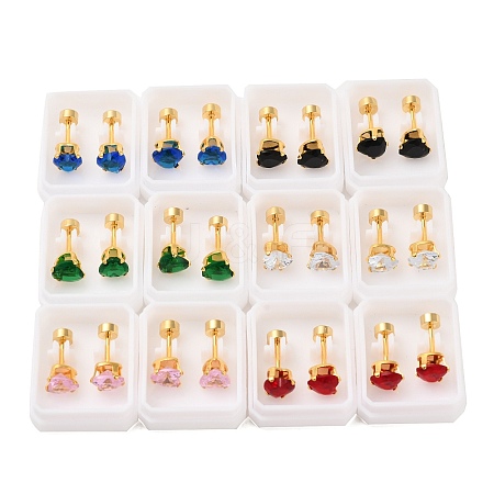 Heart Glass Ear Fake Plugs EJEW-H105-25G-E-1