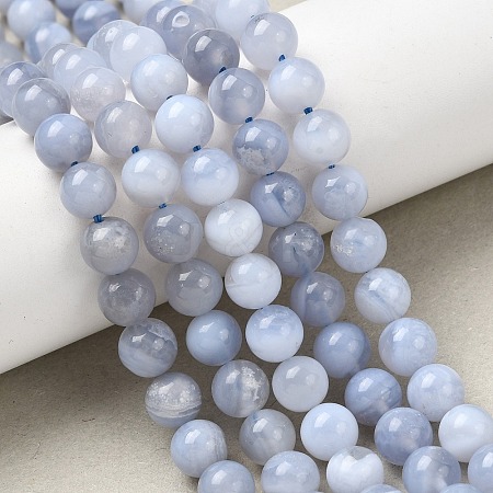 Natural Blue Lace Agate Beads Strands G-G346-A01-8mm-1