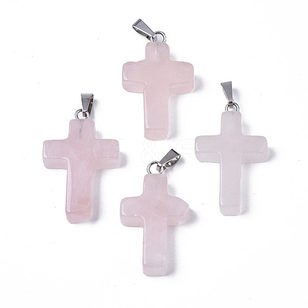 Natural Rose Quartz Pendants G-J354-09A-1