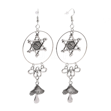 Alloy Star of David with Mushroom Dangle Earrings EJEW-B015-06-1