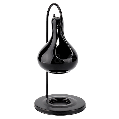 Ceramic Teardrop Candle Holder Oil Burner with Iron Rack DJEW-WH0015-116B-1