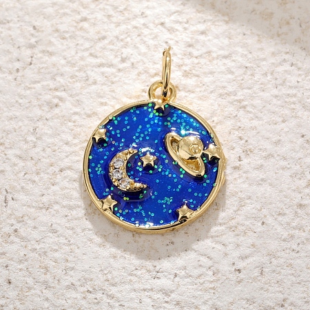 Brass Micro Pave Cubic Zirconia Moon Pendants PW-WG97A51-04-1