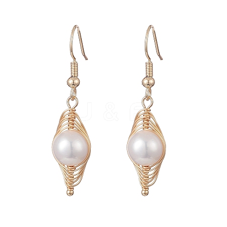 Natural Pearl Dangle Earrings EJEW-JE05261-1