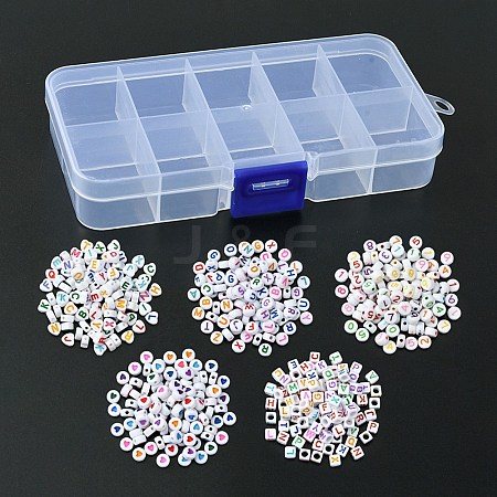 500Pcs 5 Styles Opaque White Acrylic Beads MACR-YW0002-43-1