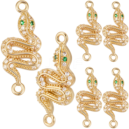 9Pcs Brass Micro Pave Cubic Zirconia Links/Connectors ZIRC-BBC0003-29-1