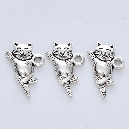 Tibetan Style Alloy Kitten Pendants X-TIBE-R316-069AS-RS-1