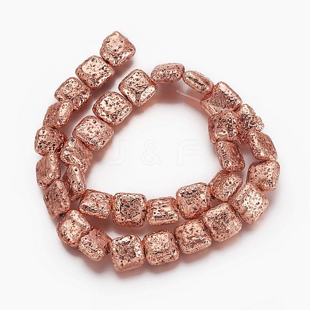 Electroplated Natural Lava Rock Beads Strands G-P400-09RG-1