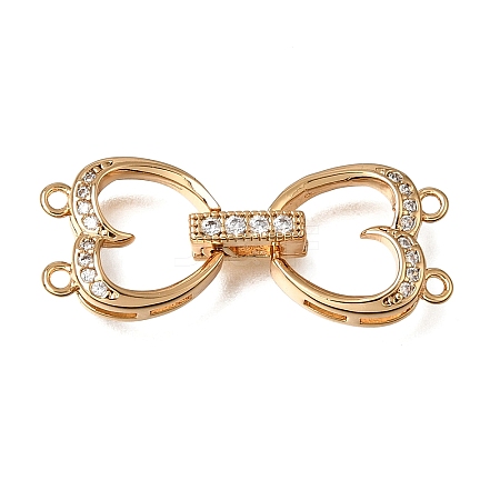 Heart Brass Micro Pave Clear Cubic Zirconia Fold Over Clasps CU-CBA4292-845G-1