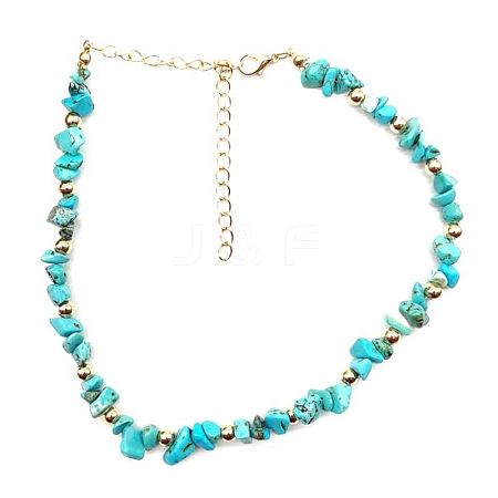 Synthetic Turquoise Chip Beaaded Necklaces PW-WG62153-06-1
