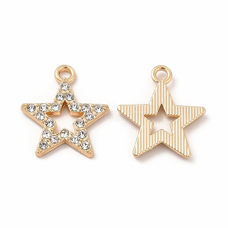Rack Plating Eco-friendly Alloy Rhinestone Pendants FIND-A025-20G-01-1