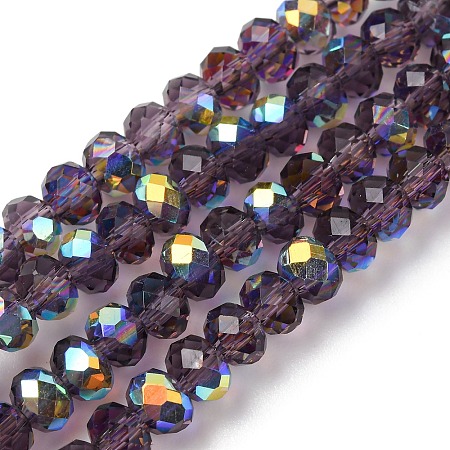 Electroplate Transparent Glass Beads Strands EGLA-A046-01A-11-1