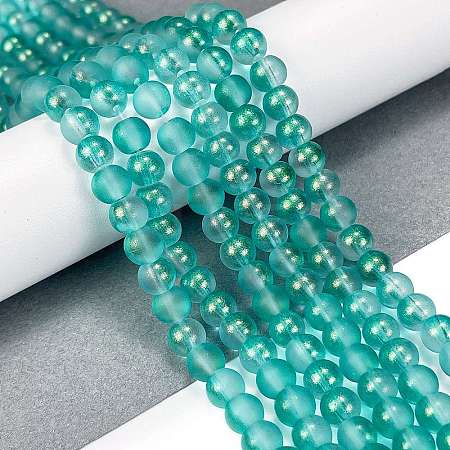 Frosted Transparent Glass Bead Strands GLAA-P065-6mm-08-1