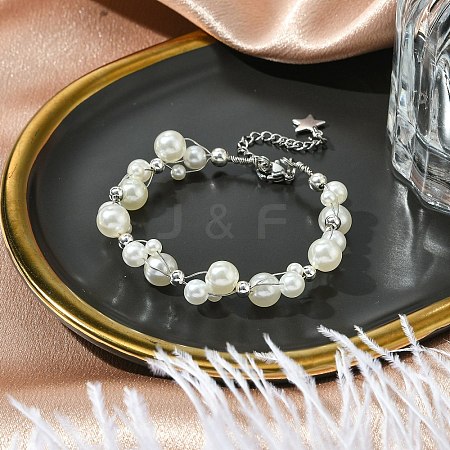 Acrylic & ABS Plastic Imitation Pearl Beaded Bracelets for Women BJEW-JB11477-1