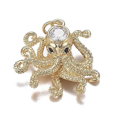 Brass Micro Clear & Black Cubic Zirconia Pendants ZIRC-F120-067G-1