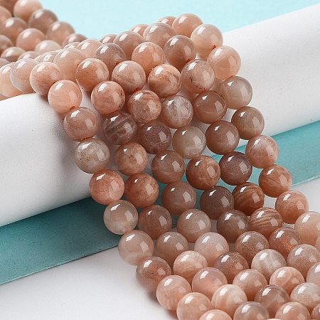 Natural Multi-Moonstone Beads Strands G-O030-6mm-10B-1