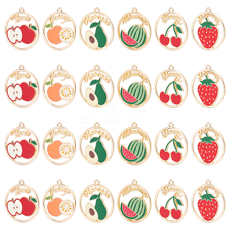 24Pcs 6 Style Alloy Enamel Pendants ENAM-NB0001-76-NR-1