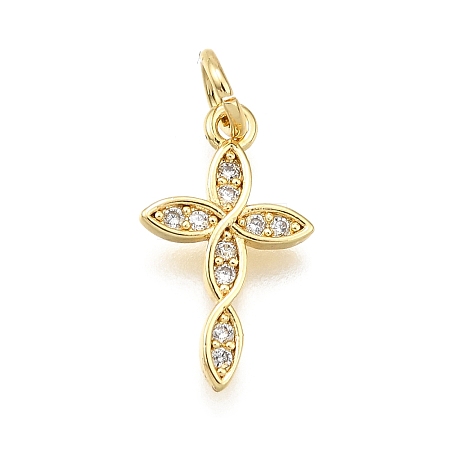 Brass Micro Pave Cubic Zirconia Pendants X-KK-Z100-41G-03-1