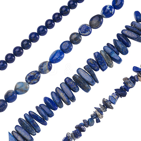 Kissitty 4 Strands 4 Style Natural Lapis Lazuli Beads Strands G-KS0001-12-1