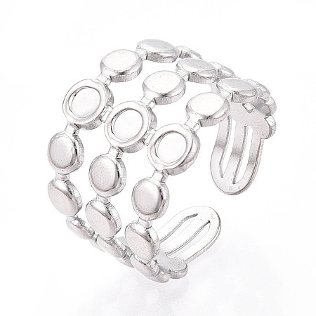 304 Stainless Steel Cuff Rings Components STAS-N113-02P-1