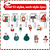 24Pcs 12 Styles Christmas Plastic Cake Toppers AJEW-SC0003-53B-2