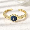 Hexagon Brass Pave Natural Gemstone & Cubic Zirconia Cuff Bangles for Women BJEW-Z172-01G-4