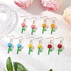 Grade A Round Glass Seed Beads Flower Dangle Earrings EJEW-MZ00451-1