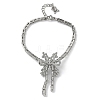 Bowknot Brass Micro Pave Cubic Zirconia Link Chain Bracelets for Women BJEW-A279-01P-4