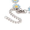 Enamel Daisy Link Chains Bracelet BJEW-P271-01P-03-4