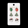 Christmas Wood Stud Steel Needle Earrings EJEW-U016-03P-03-1