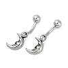 Crescent Moon Face 316 Surgical Stainless Steel Belly Button Rings/Earrings EJEW-G416-14AS-4