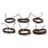 6Pcs 6 Style Adjustable Braided Imitation Leather Cord Bracelet Sets BJEW-F458-04-2