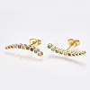Brass Micro Pave Cubic Zirconia(Random Mixed Color) Ear Studs EJEW-S201-90-2