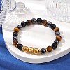 Natural & Synthetic Mixed Gemstone & Alloy Beaded Stretch Bracelet BJEW-JB10127-02-2