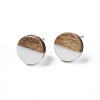 Opaque Resin & Walnut Wood Stud Earrings EJEW-N017-008-B10-2